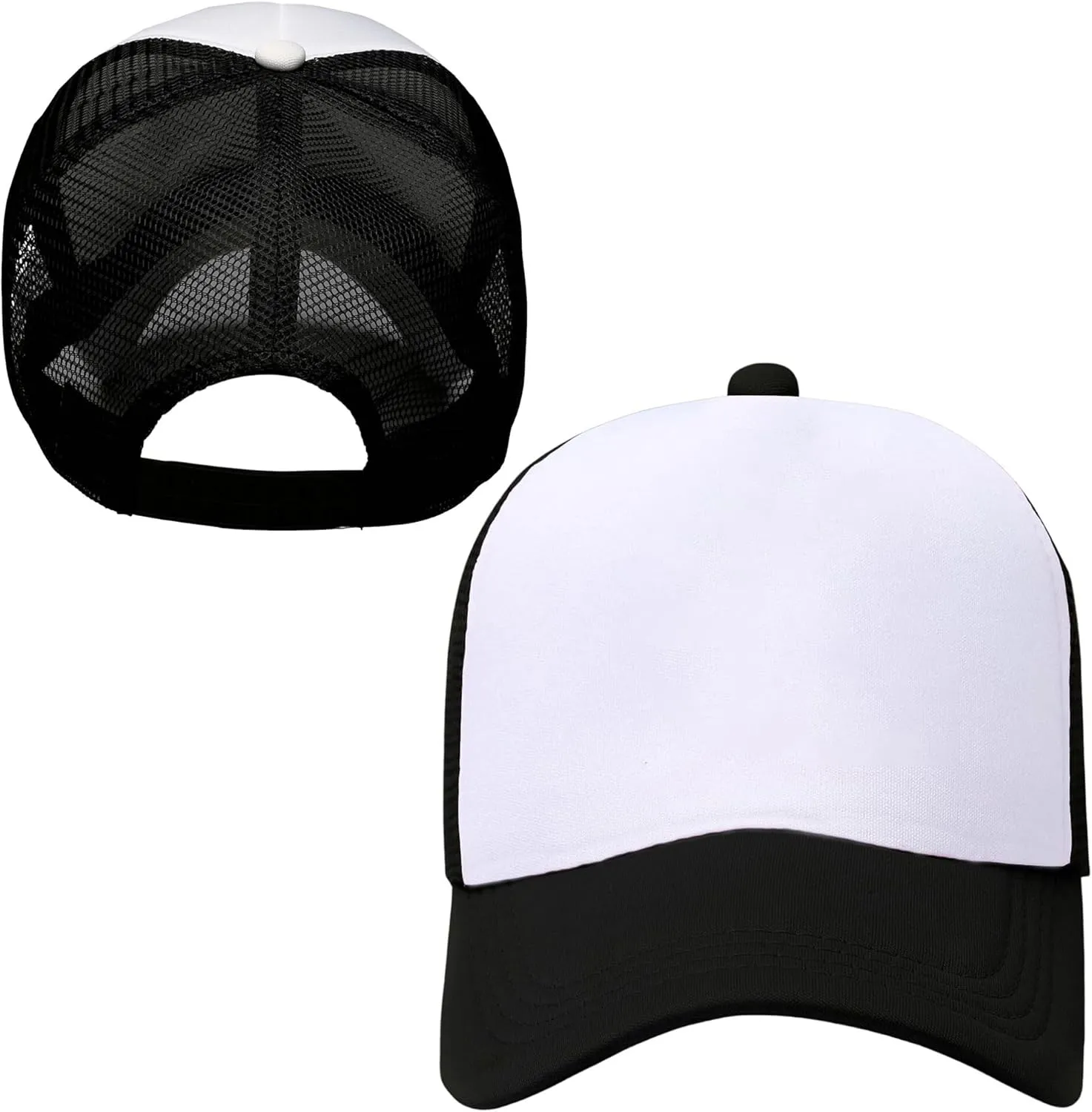 Kids Trucker Hat Mesh Cap with Adjustable Snapback Strap Mesh Trucker Cap Children Baseball Cap fit for 2-5T Black/White