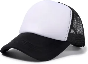 Kids Trucker Hat Mesh Cap with Adjustable Snapback Strap Mesh Trucker Cap Children Baseball Cap fit for 2-5T Black/White