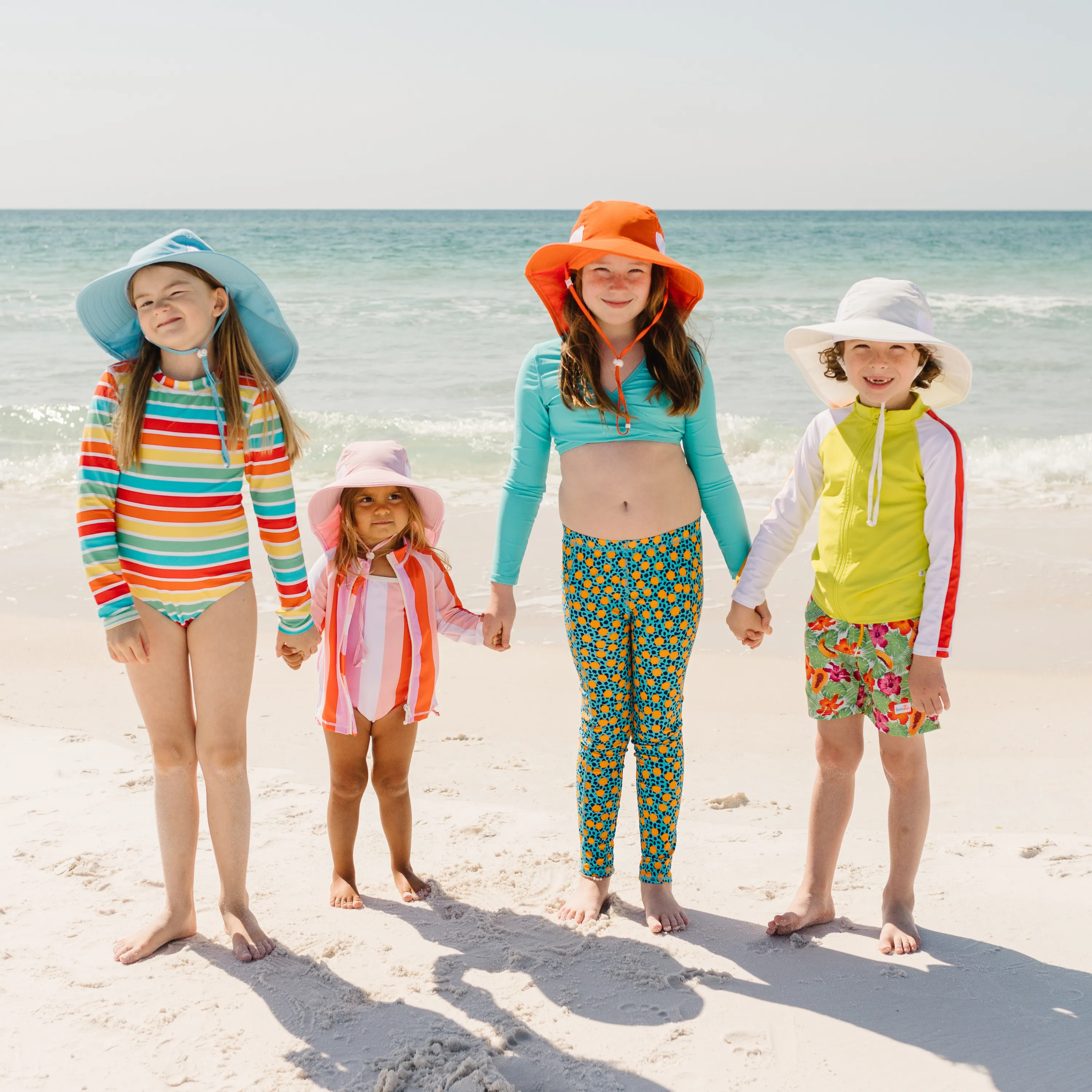 Kids Wide Brim   Flap Neck Sun Protective Adventure Hat - Aqua Sky