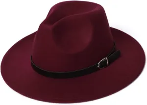KJACR Womens Felt Hat Winter Hat Women Classic Autumn Jazz Streetwear Felt Hats for Men (Color : Wine, Size : 57cm Adult)