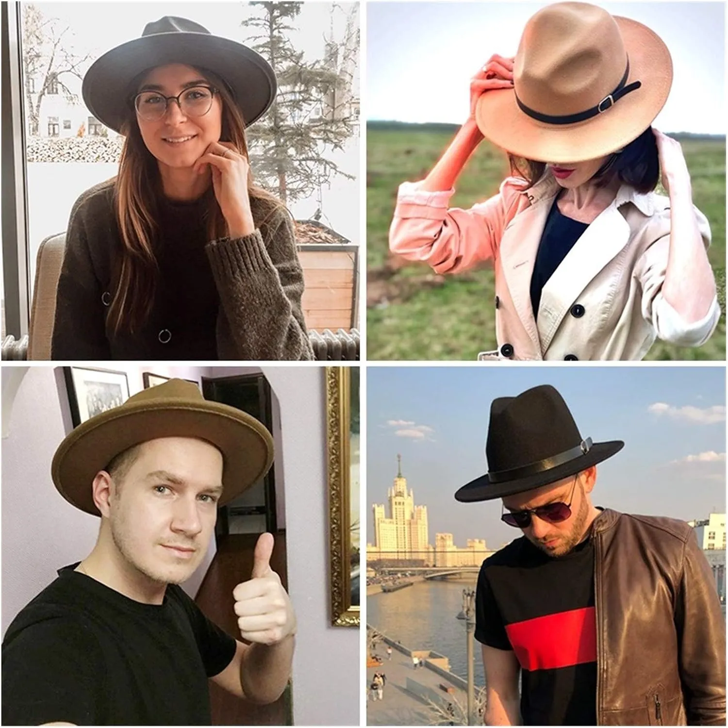 KJACR Womens Felt Hat Winter Hat Women Classic Autumn Jazz Streetwear Felt Hats for Men (Color : Wine, Size : 57cm Adult)