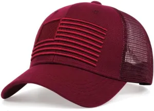 Mens American Flag Trucker Hat Breathable Mesh Baseball Cap Adjustable Low Profile Snapback Hat