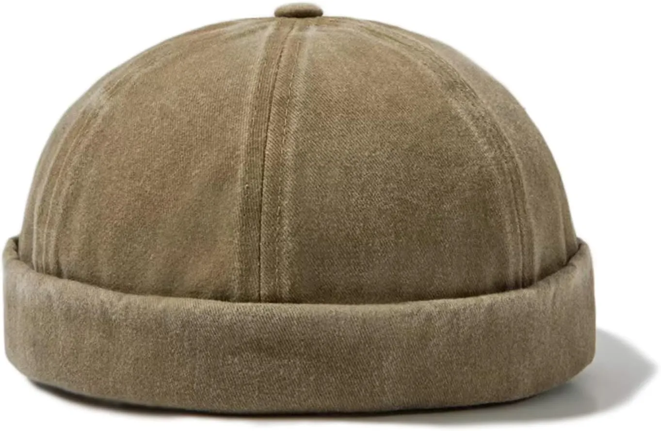 Mens Docker Cap Brimless Hats Skull Cap Sailor Caps Adjustable Rolled Cuff Retro Womens Beanie Hat