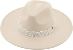 Mnjyihy Fedoras Hats for Women Men Big Brim Wide Brim Panamas Women's Band Wedding Church Fedora Hat