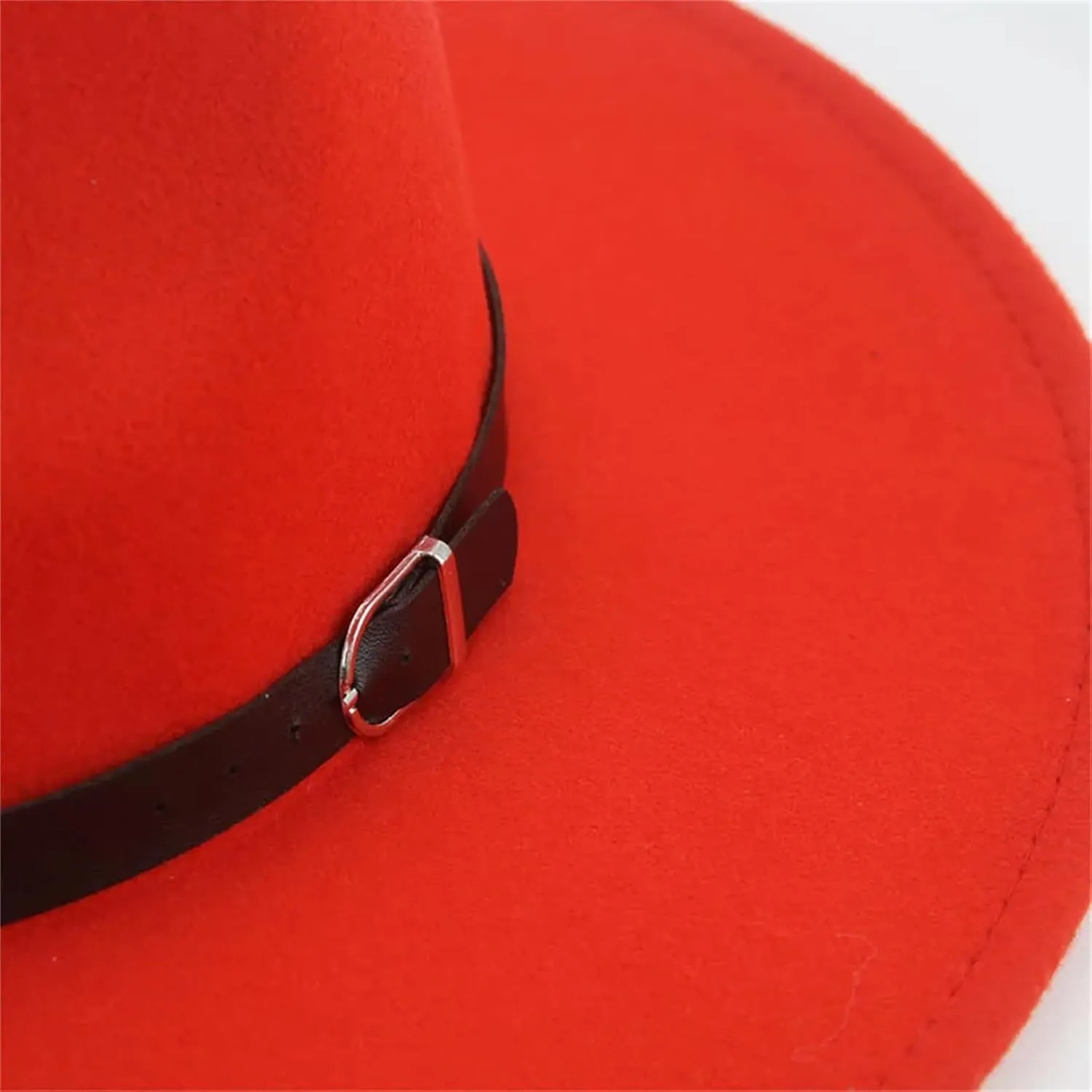 Mnjyihy Women Fedoras Hats Men Felted Hat Big Brim 9.5Cm Belt Solid Formal Wedding Party Church Hat