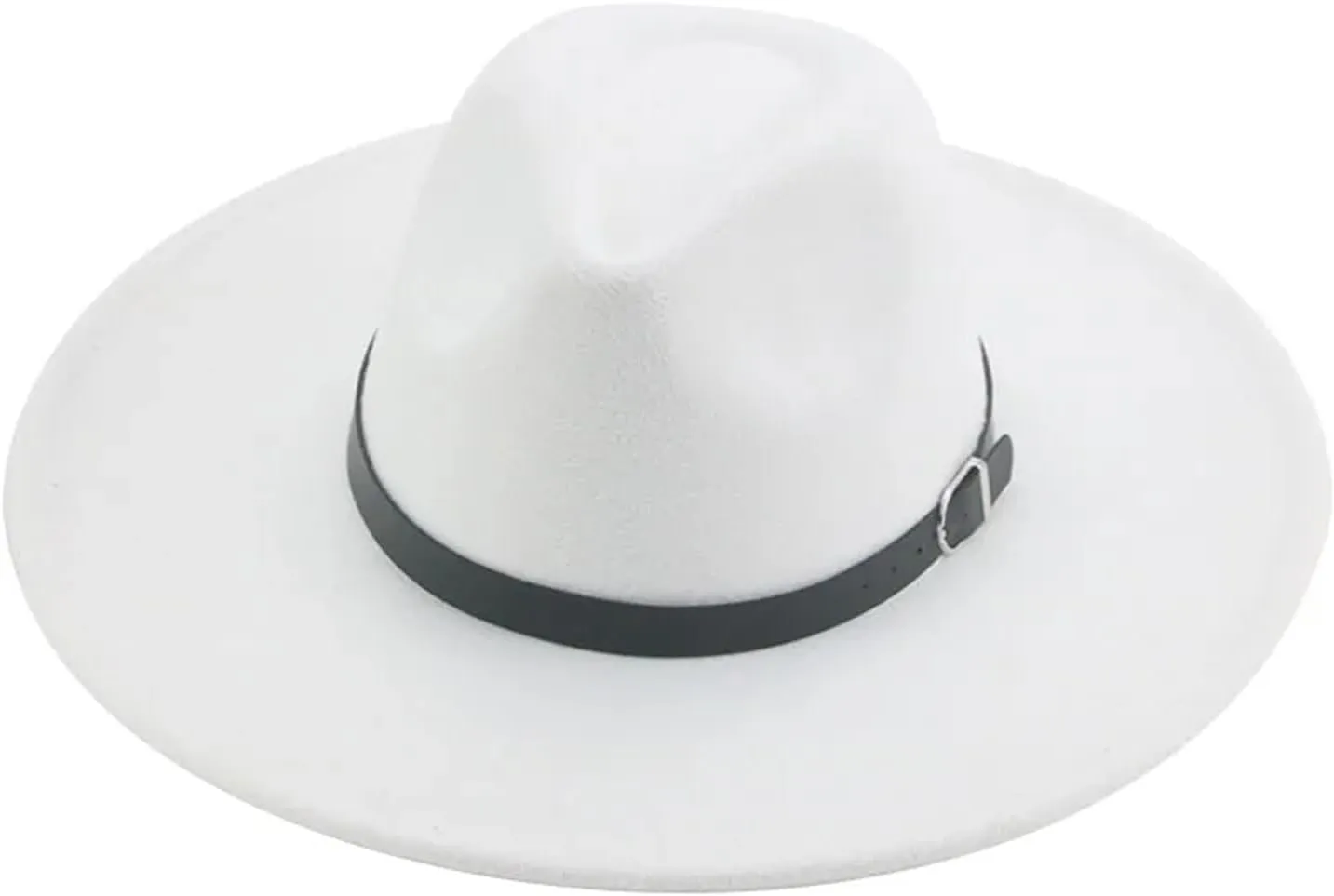 Mnjyihy Women Fedoras Hats Men Felted Hat Big Brim 9.5Cm Belt Solid Formal Wedding Party Church Hat