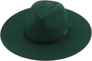 Mnjyihy Women Fedoras Hats Men Felted Hat Big Brim 9.5Cm Belt Solid Formal Wedding Party Church Hat