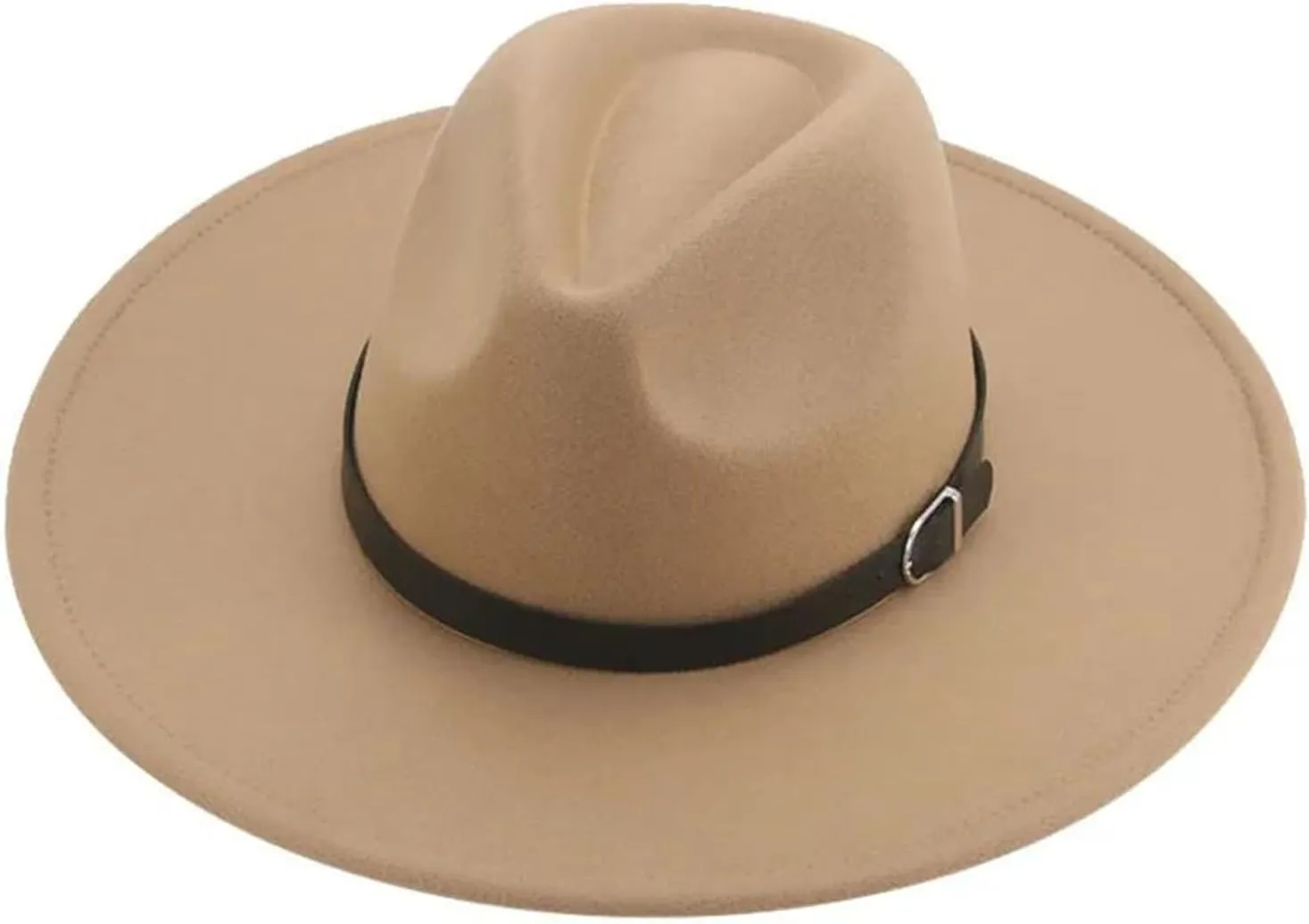 Mnjyihy Women Fedoras Hats Men Felted Hat Big Brim 9.5Cm Belt Solid Formal Wedding Party Church Hat