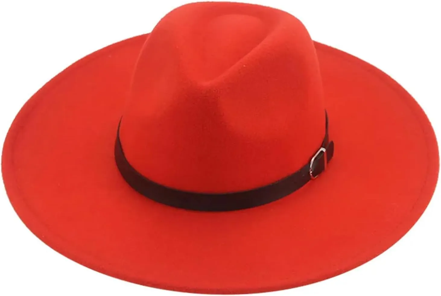 Mnjyihy Women Fedoras Hats Men Felted Hat Big Brim 9.5Cm Belt Solid Formal Wedding Party Church Hat