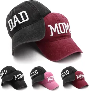 Mom and Dad Hats New Mom Gifts Embroidered Hats for Men Women Adjustable Baseball Cap New Parents Gifts for Couples