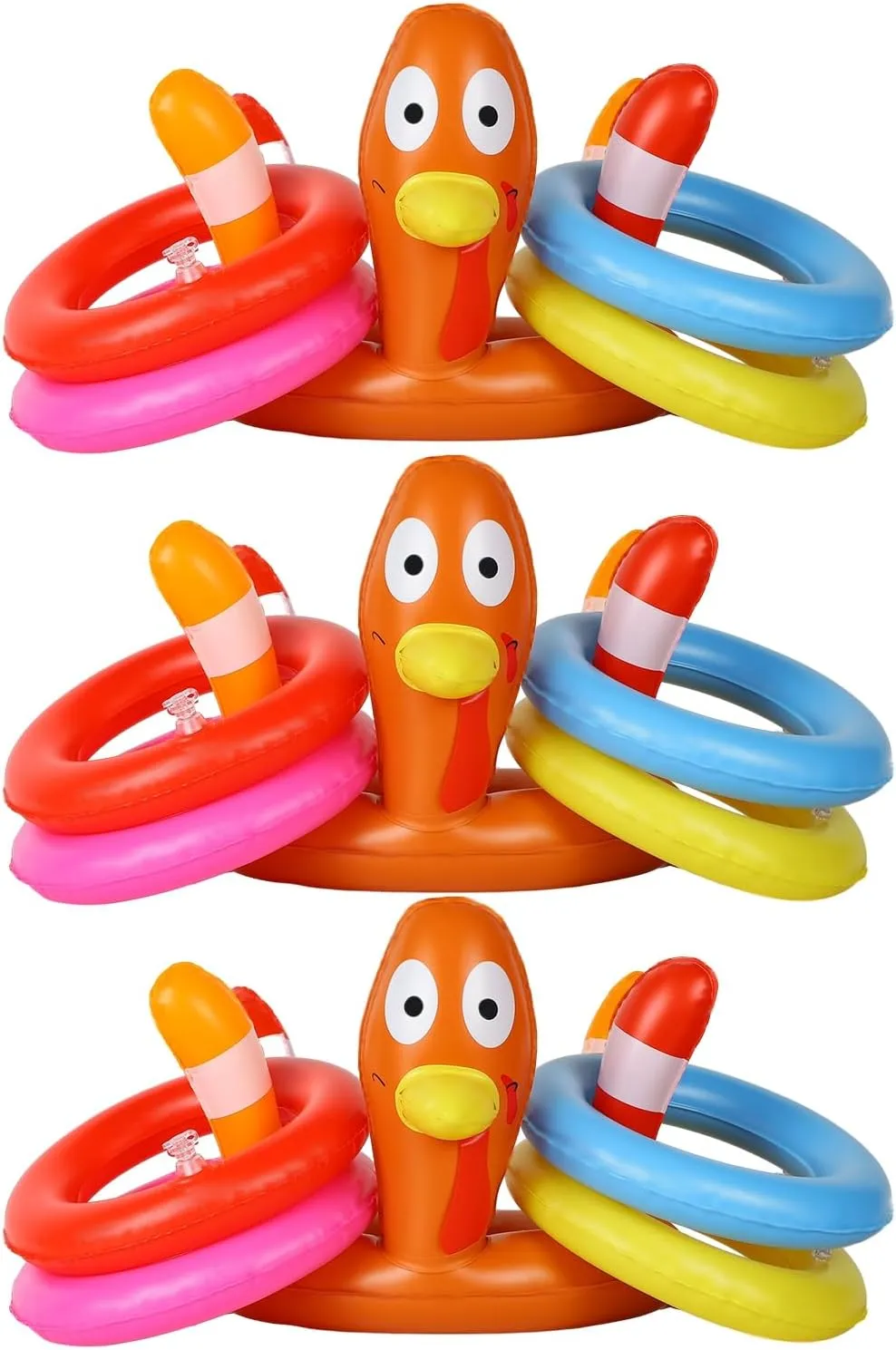MorTime Thanksgiving 3 Pack Inflatable Turkey Hat Ring Toss Game, Party Game Toss Game Hat for Party Supplies Favors, Party Games for Kids and Adults
