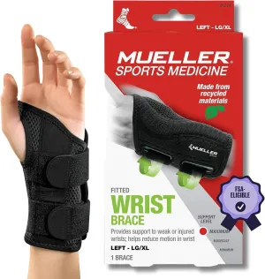 MUELLER Sports Medicine Green Fitted Wrist Brace for Men and Women, Support and Compression for Carpal Tunnel Syndrome, Tendinitis, and Arthritis