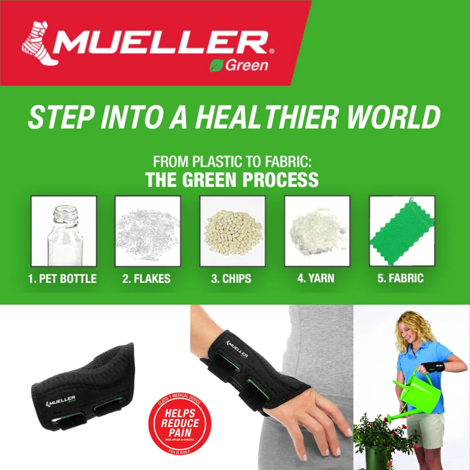 MUELLER Sports Medicine Green Fitted Wrist Brace for Men and Women, Support and Compression for Carpal Tunnel Syndrome, Tendinitis, and Arthritis