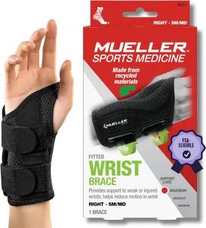 MUELLER Sports Medicine Green Fitted Wrist Brace for Men and Women, Support and Compression for Carpal Tunnel Syndrome, Tendinitis, and Arthritis