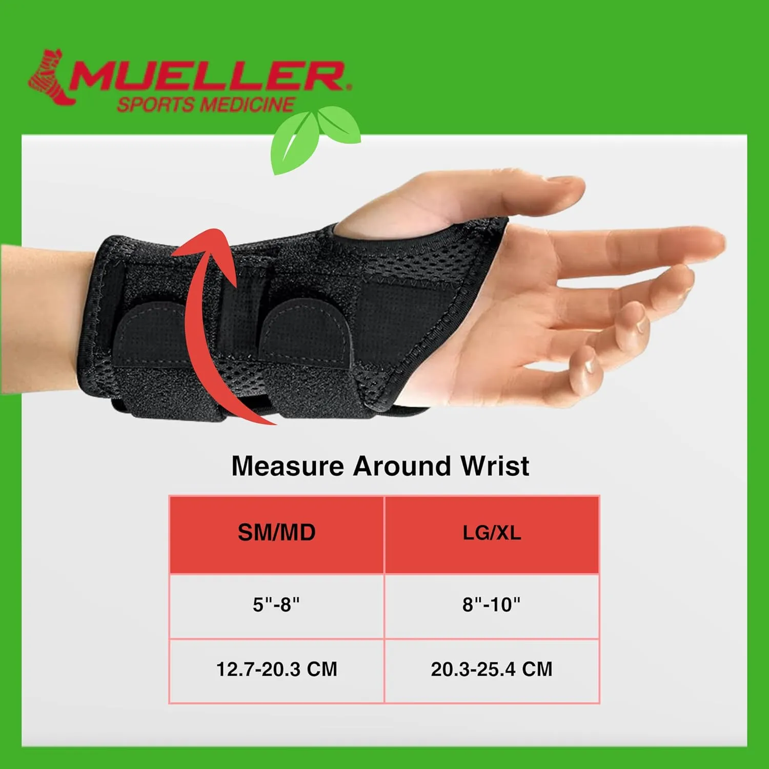 MUELLER Sports Medicine Green Fitted Wrist Brace for Men and Women, Support and Compression for Carpal Tunnel Syndrome, Tendinitis, and Arthritis