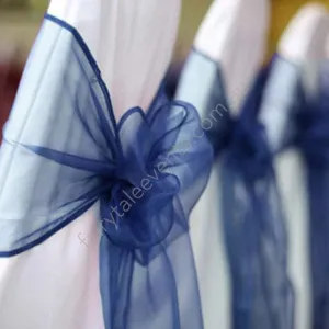 Navy blue satin chair sash