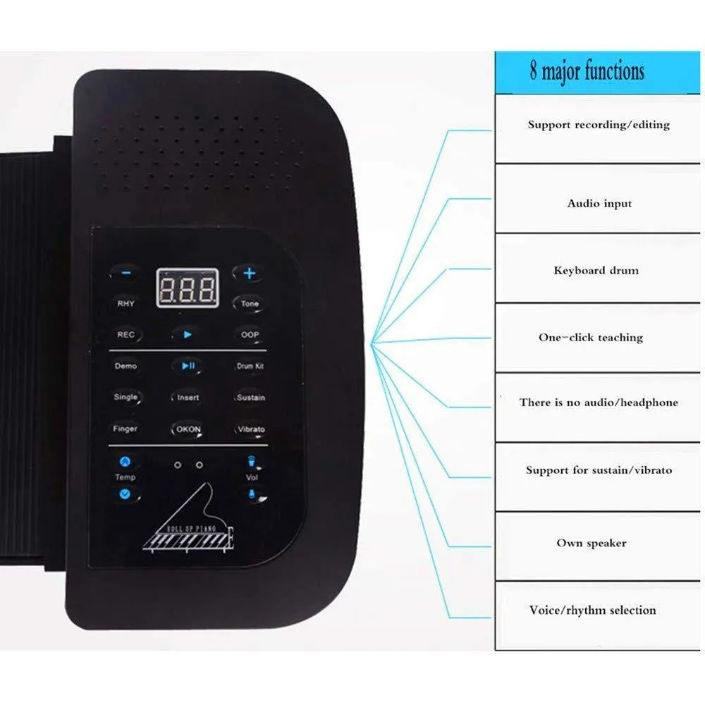 Portable Flexible Roll Up Piano Keyboard 61 Keys USB Midi Electronic Piano Keyboard for Beginner Children Practice Musical Instruments