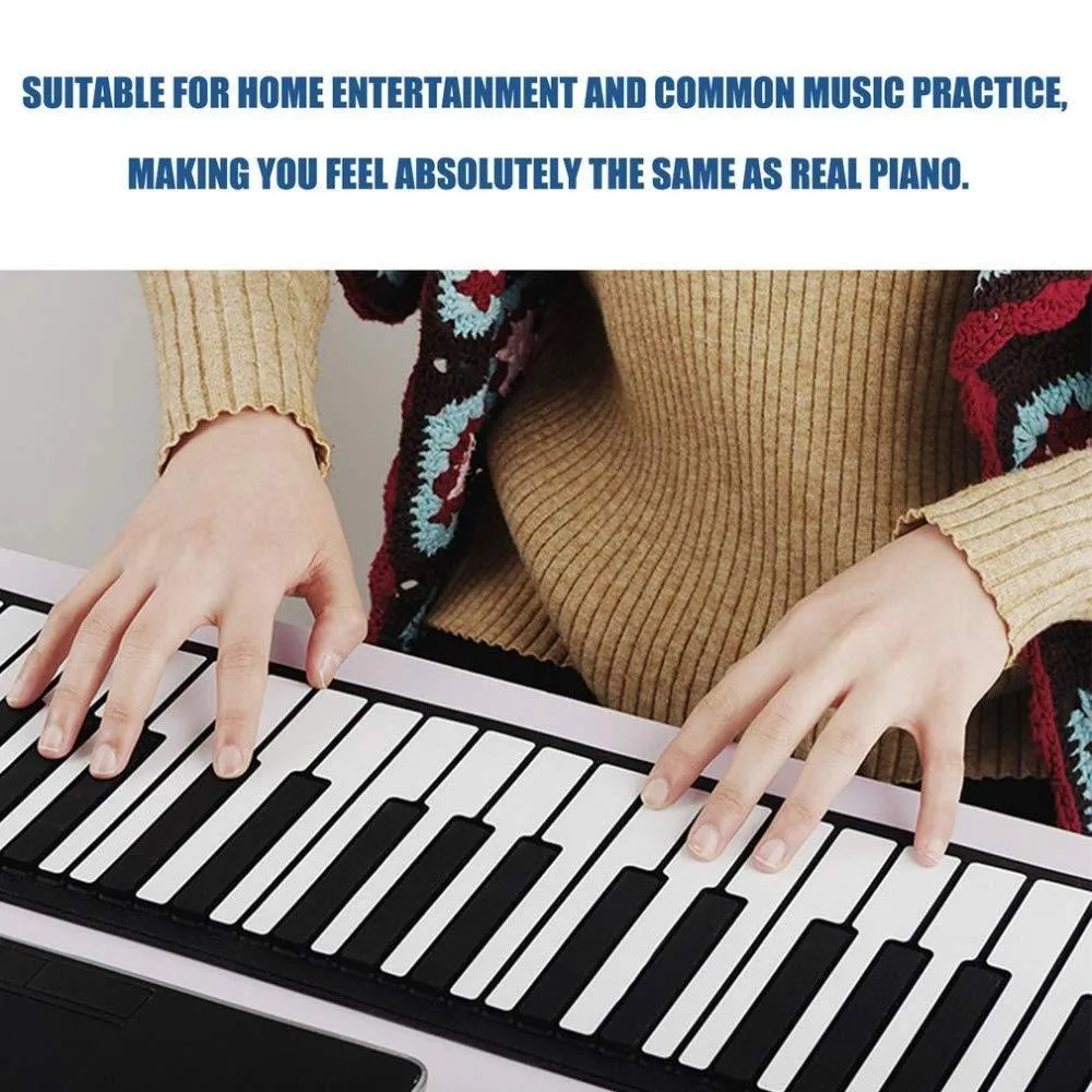 Portable Flexible Roll Up Piano Keyboard 61 Keys USB Midi Electronic Piano Keyboard for Beginner Children Practice Musical Instruments