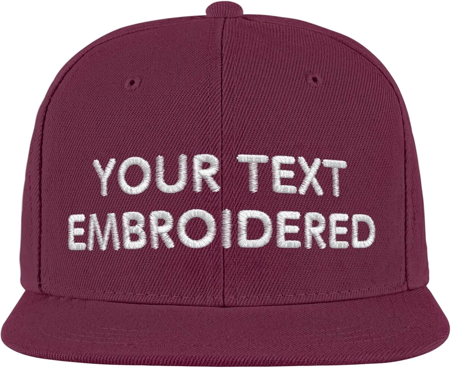 Pranboo Custom Text Snapback Hat/Cap | Embroidered Front & Back | Personalized Flat Brim Hats
