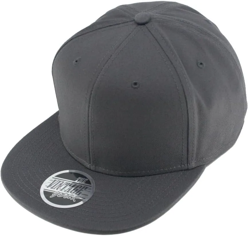 Premium Plain Cotton Twill Adjustable Flat Bill Snapback Hats Baseball Caps
