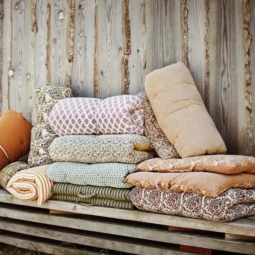 Printed Cotton Mattress 60x100 cm Brown Stripes