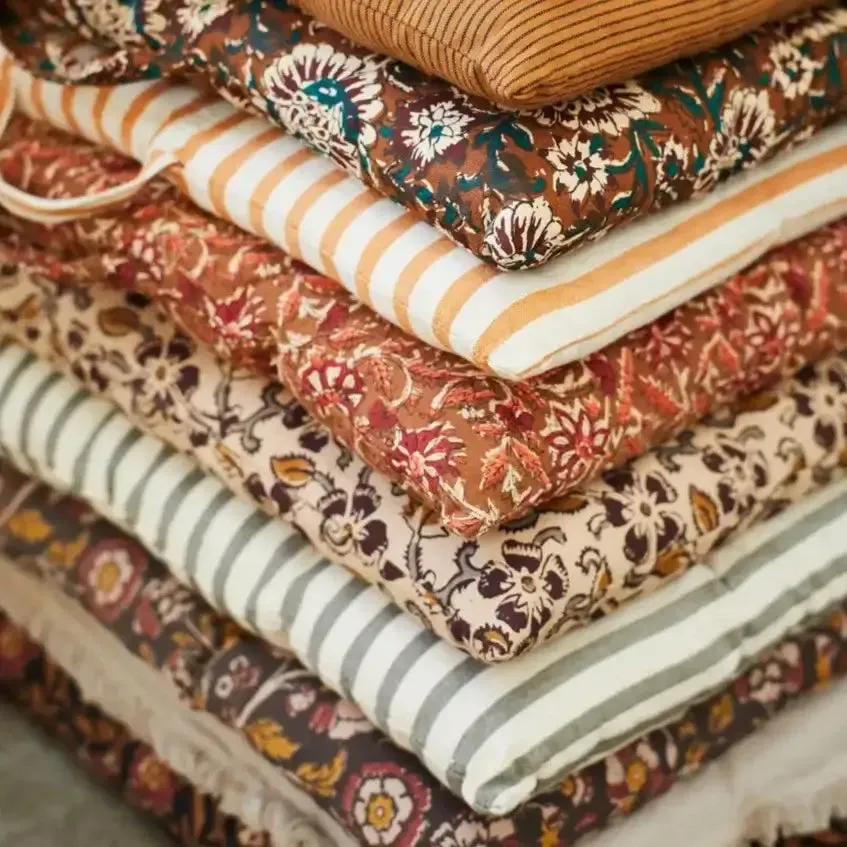Printed Cotton Mattress 60x100 cm Brown Stripes