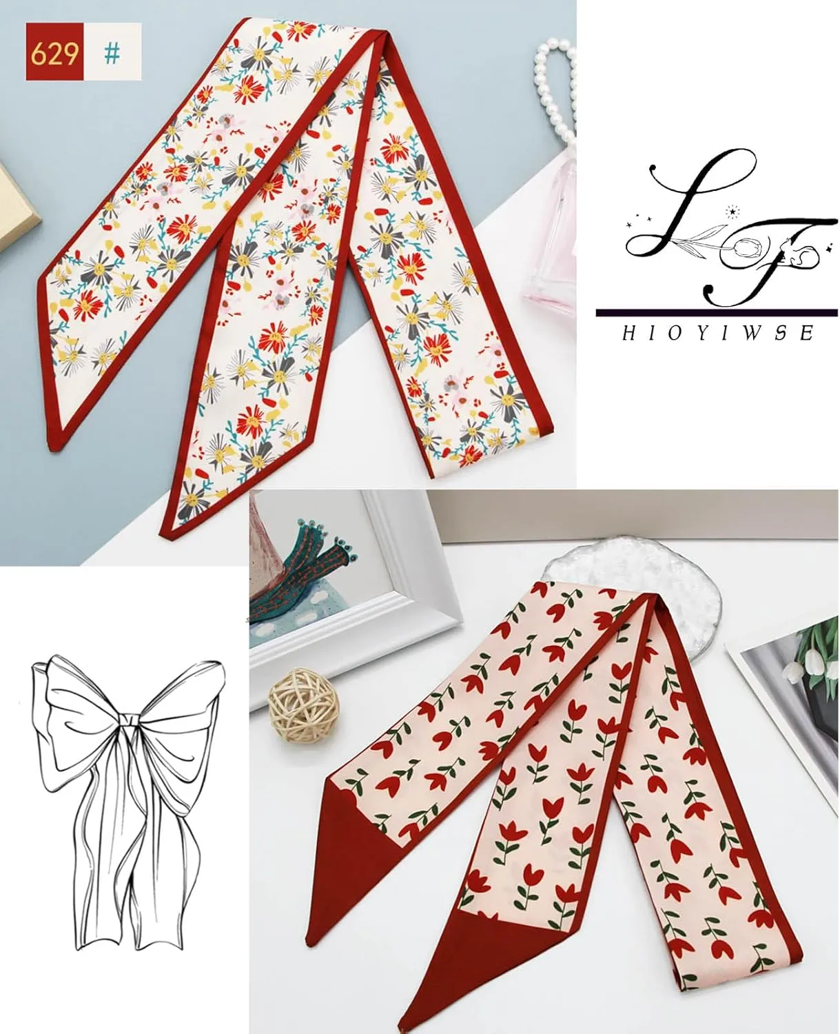 Purse Scarf Handbags For Women Skinny Hair Neck Accessories Scarves With Bag Scarfs Handle Fashion Lightweight