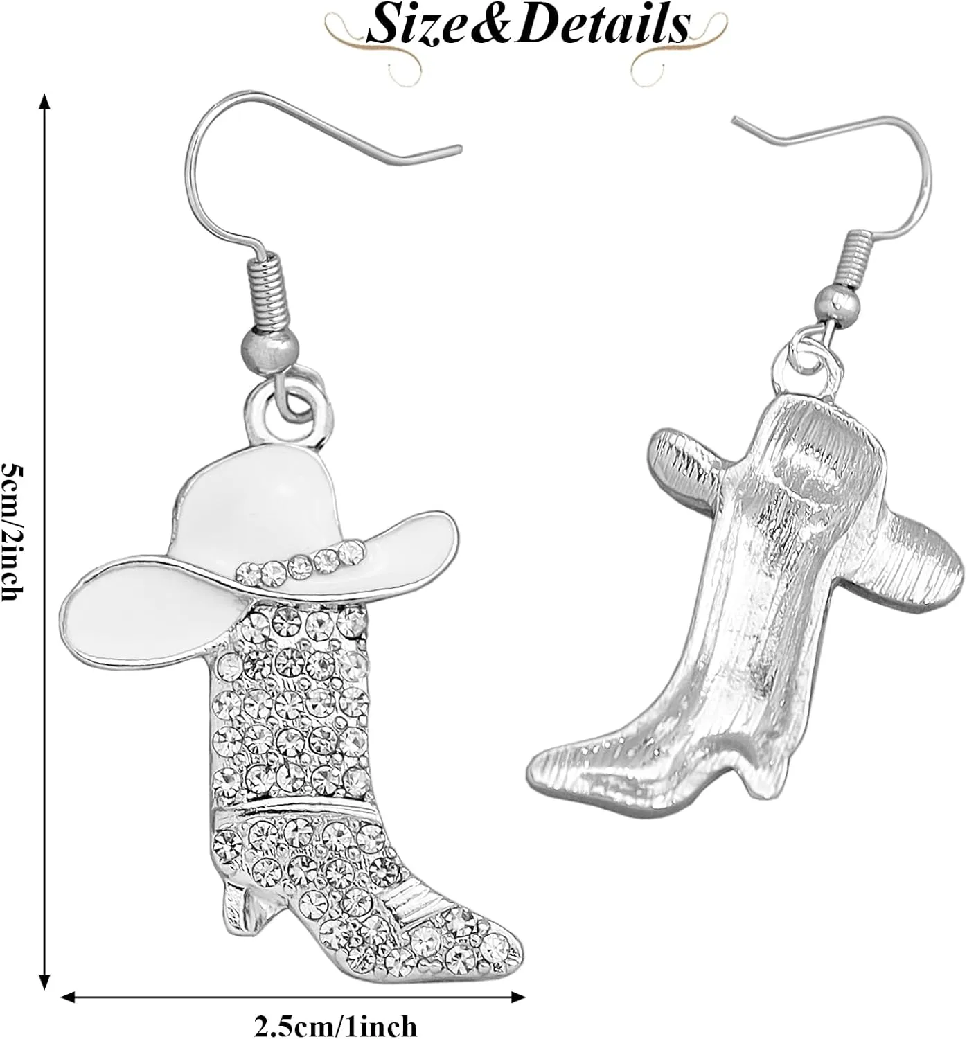 RechicGu Rhinestone Western Boots Earrings Cowgirl Cowboy Enamel Hat Bohemian Rodeo Boot Drop Dangle Earrings for Women