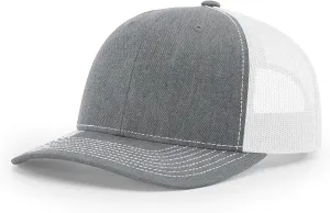 Richardson Unisex 112 Trucker Adjustable Snapback Baseball Cap, Split Heather Grey/White, One Size Fits Most