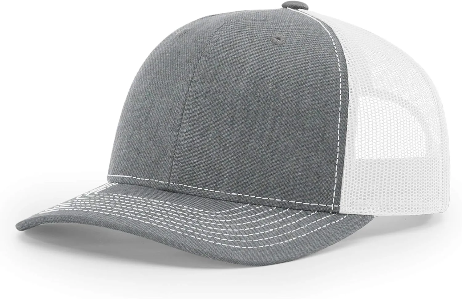 Richardson Unisex 112 Trucker Adjustable Snapback Baseball Cap, Split Heather Grey/White, One Size Fits Most