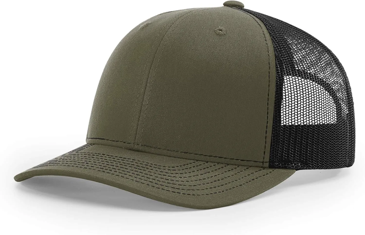 Richardson Unisex 112 Trucker Adjustable Snapback Baseball Cap, Split Loden/Black, One Size Fits Most