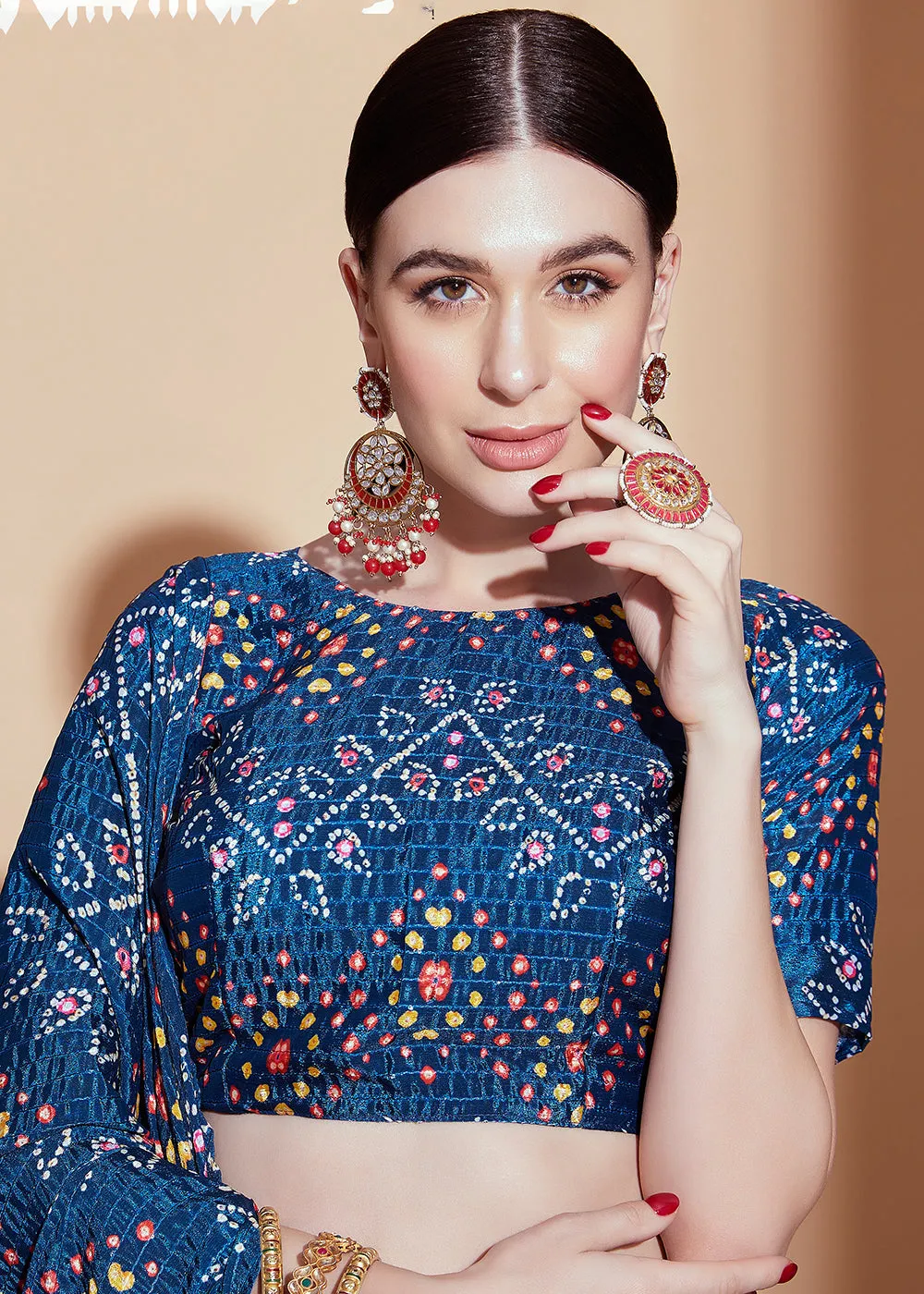 Royal Blue Crochet & Digital Embroidered Festive Lehenga Choli