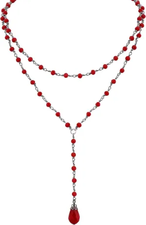 Sacina Gothic Layered Black Red Choker, Dainty Y Necklace, Bead teardrop Choker, Gothic Goth Necklace, Christmas Jewelry Gift for Women