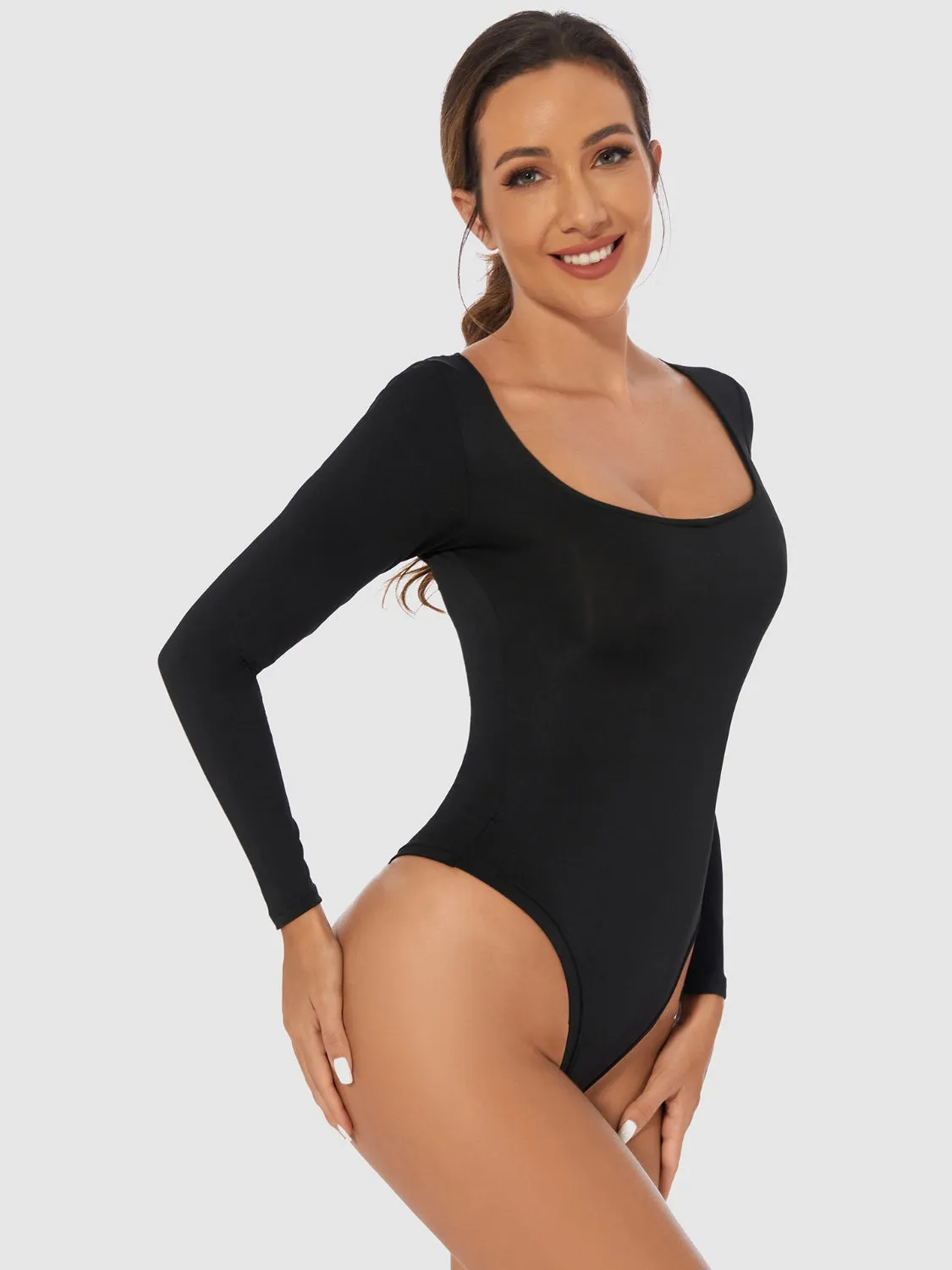 SCOOP NECK BODYSUIT  Full Size Scoop Neck Long Sleeve Bodysuit