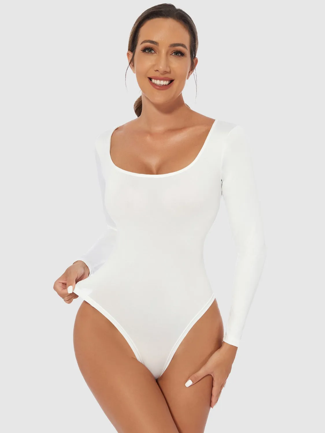 SCOOP NECK BODYSUIT  Full Size Scoop Neck Long Sleeve Bodysuit