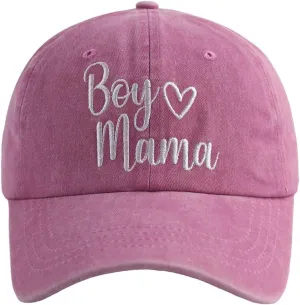 SHANVANKE Boy Mama Hats for Women, Gifts for Mom, Adjustable Embroidered Cotton Denim Boy of Mom Baseball Cap