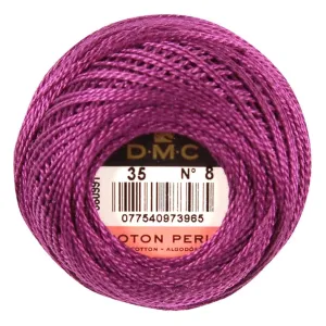 Size 8 Pearl Cotton Ball in Color 35 ~ Very Dark Fuchsia