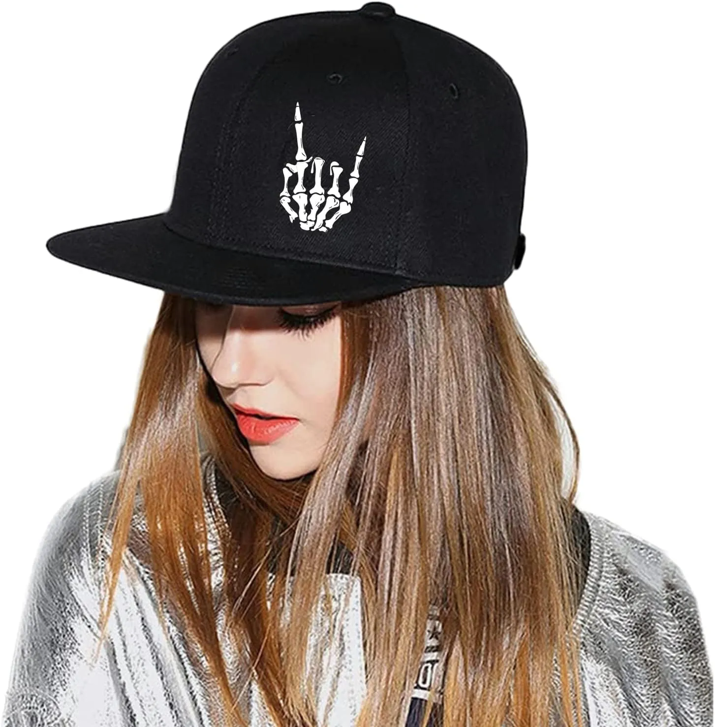 Skull Hat Snapback Hats for Men Flat Bill Hats for Men Fitted Hat Adjustable Black Baseball Hats