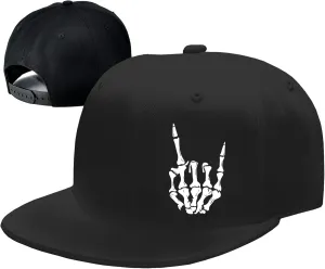 Skull Hat Snapback Hats for Men Flat Bill Hats for Men Fitted Hat Adjustable Black Baseball Hats