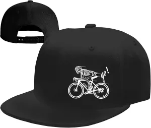 Skull Hat Snapback Hats for Men Flat Bill Hats for Men Fitted Hat Adjustable Black Baseball Hats