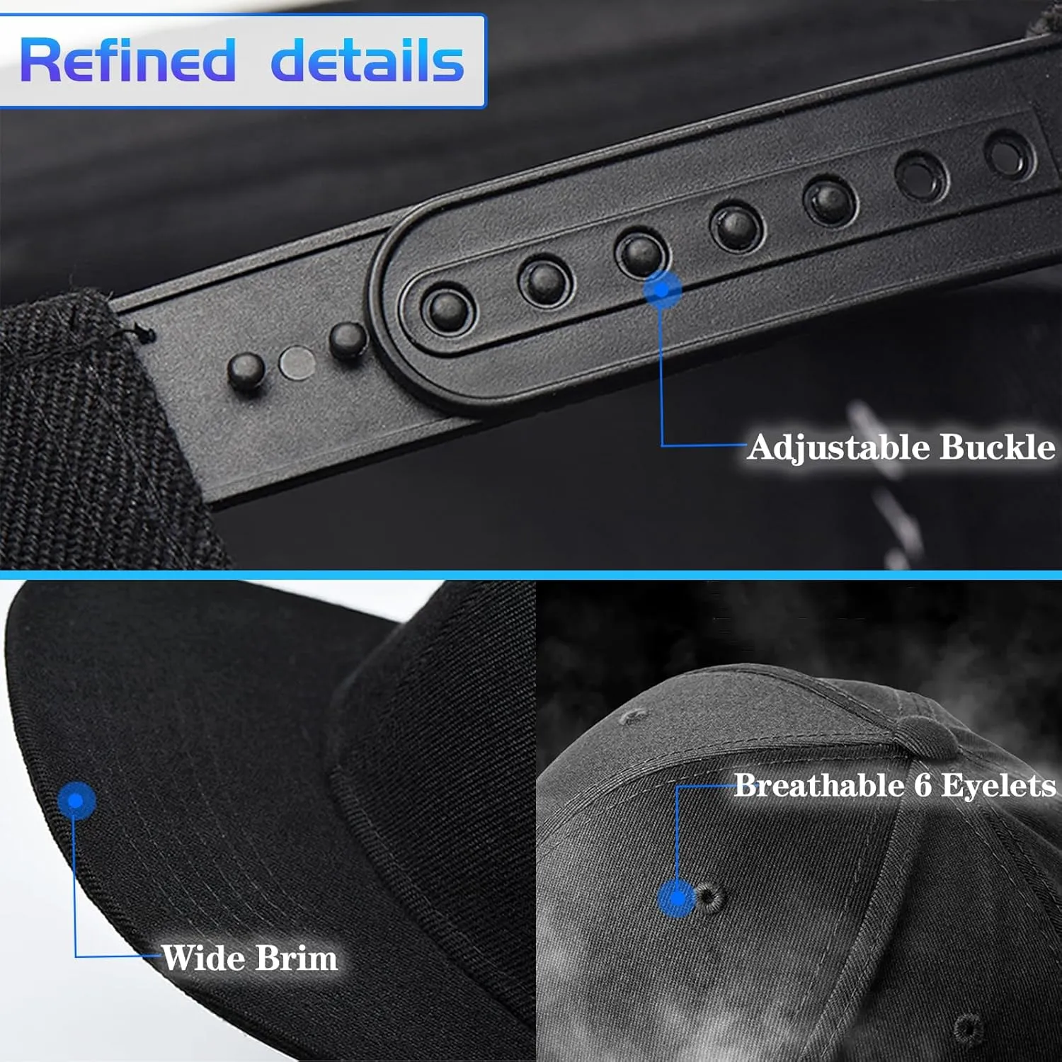 Skull Hat Snapback Hats for Men Flat Bill Hats for Men Fitted Hat Adjustable Black Baseball Hats