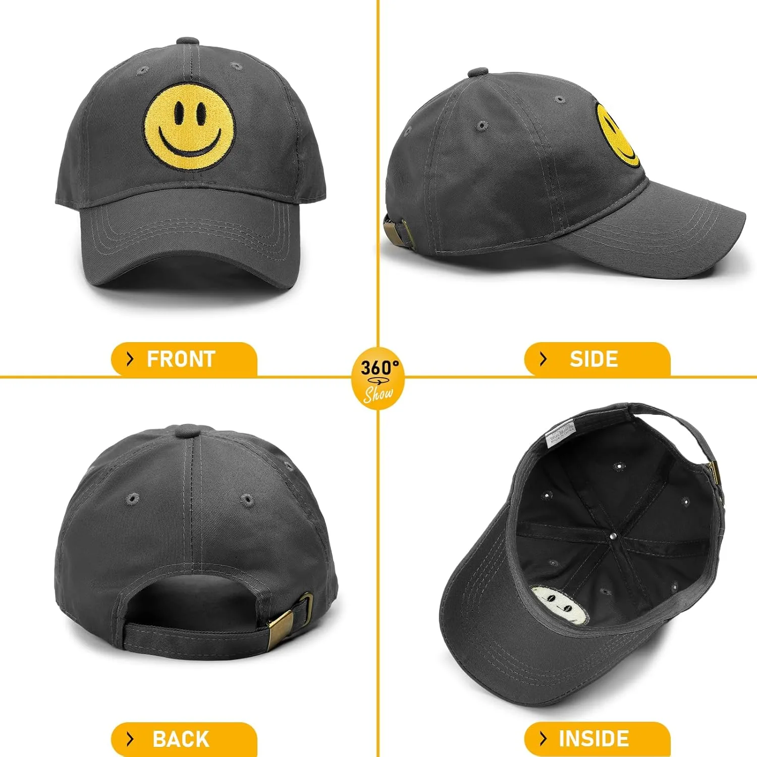 SONMONY Smile Face Baseball Cap for Women Men Cute Baseball Caps Unstructured Cotton Dad Hat