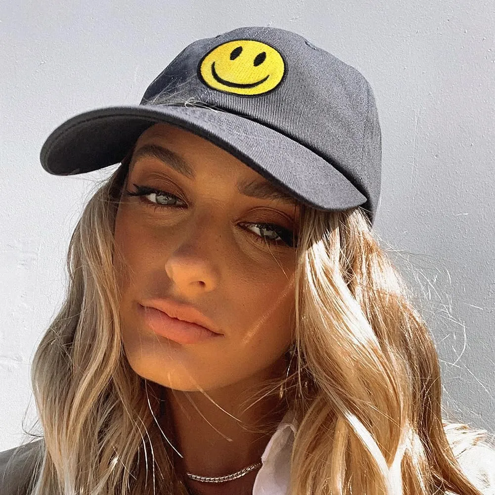 SONMONY Smile Face Baseball Cap for Women Men Cute Baseball Caps Unstructured Cotton Dad Hat