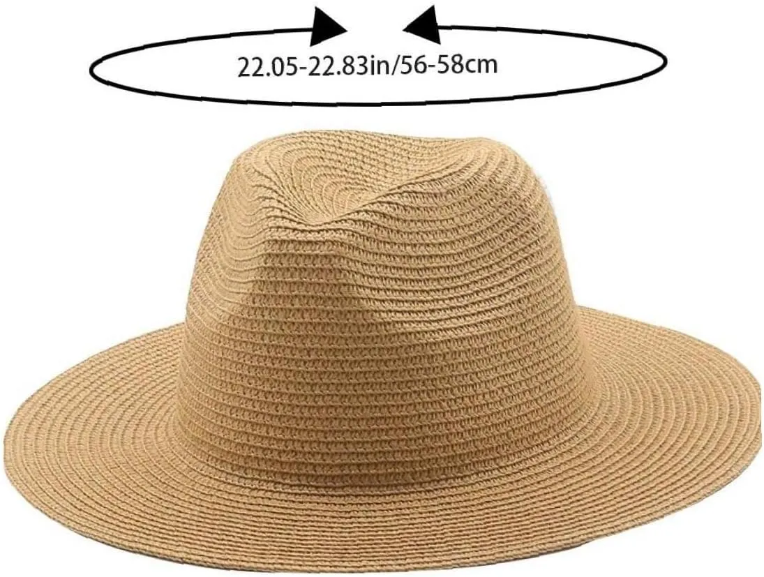 Straw Hats for Women Men Wide Panama Hat Beach Hats Protection Foldable Fedora Hats