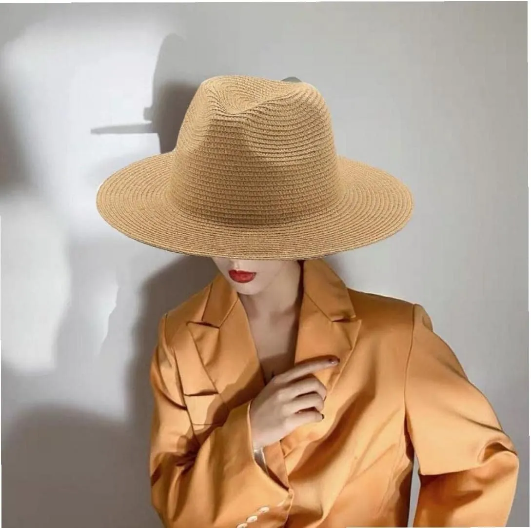 Straw Hats for Women Men Wide Panama Hat Beach Hats Protection Foldable Fedora Hats