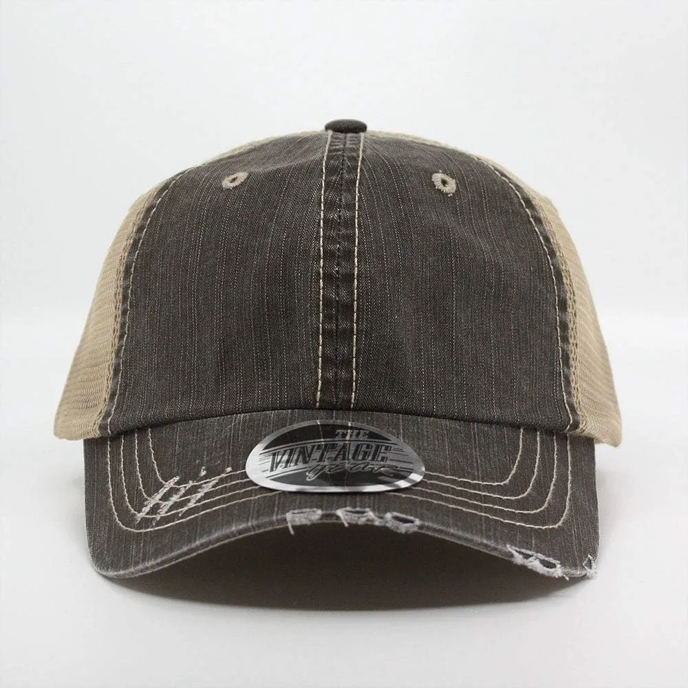 The Vintage Year Washed Cotton Unstructured Soft Mesh Adjustable Trucker Baseball Cap