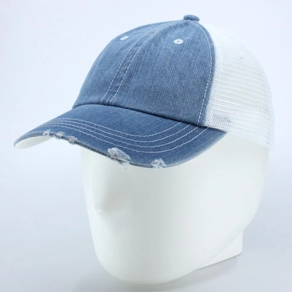 The Vintage Year Washed Cotton Unstructured Soft Mesh Adjustable Trucker Baseball Cap