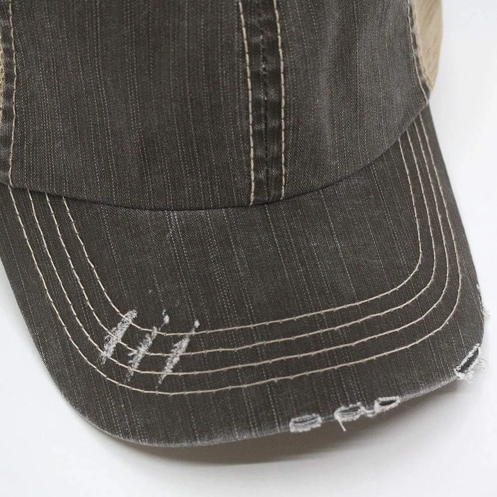 The Vintage Year Washed Cotton Unstructured Soft Mesh Adjustable Trucker Baseball Cap