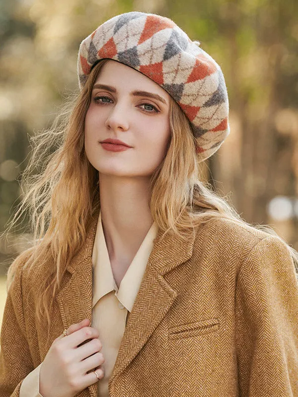 Vintage Wool Contrast Color Beret Hat