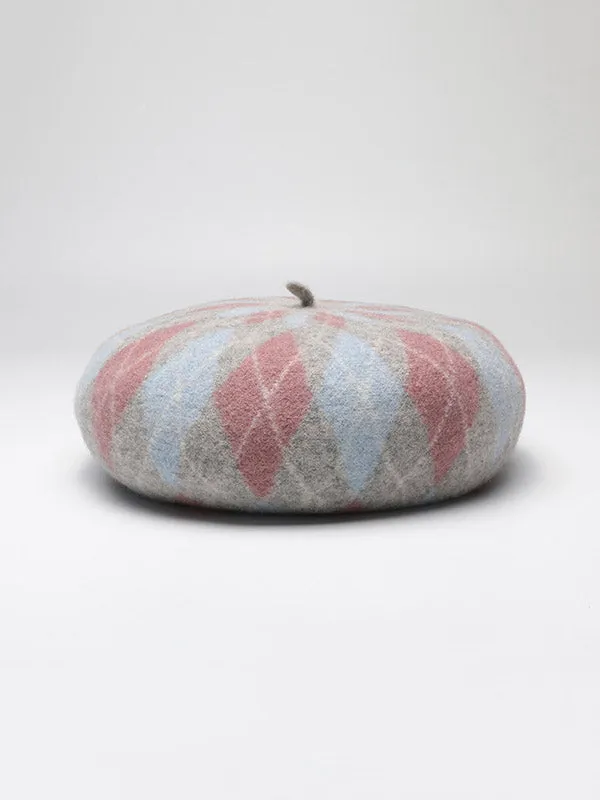 Vintage Wool Contrast Color Beret Hat